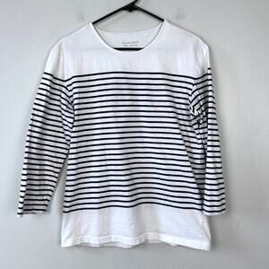 All Saints Nimlana 3/4 Sleeve Crew Neck Short Cotton Striped Nautical Size Small